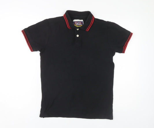 Charles Wilson Men's Black Polo Shirt S