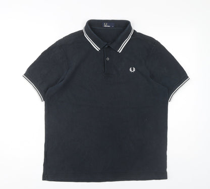 Fred Perry Men's Black Polo Shirt M Short Sleeve