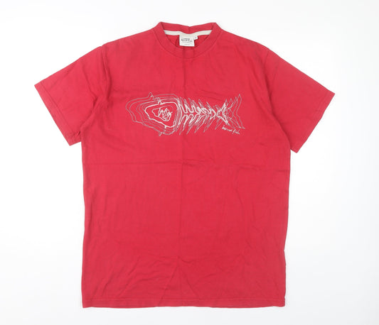 Weird Fish Men's Red Graphic Print T-Shirt S