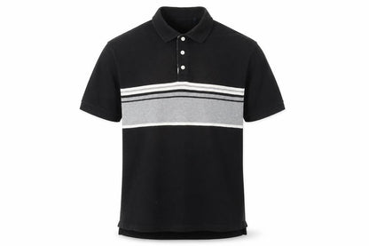 Gap Men's Black Striped Polo, Size L, Cotton, Casual