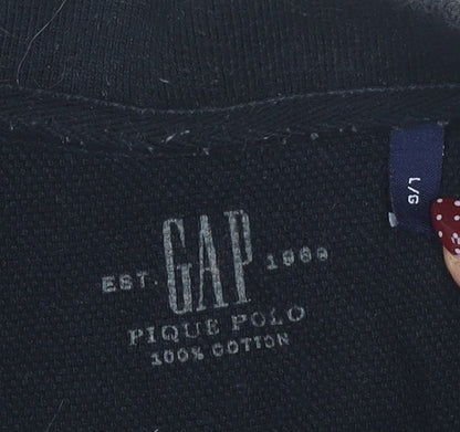 GAP Men's Black Striped Polo, Size L, Cotton, Casual