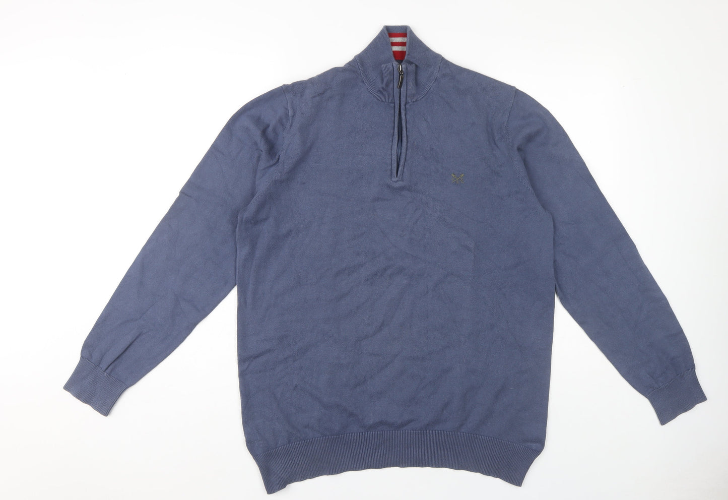 Crew Clothing Blue Men's Jumper L 1/4 Zip Cotton