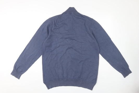 Crew Clothing Blue Men's Jumper L 1/4 Zip Cotton