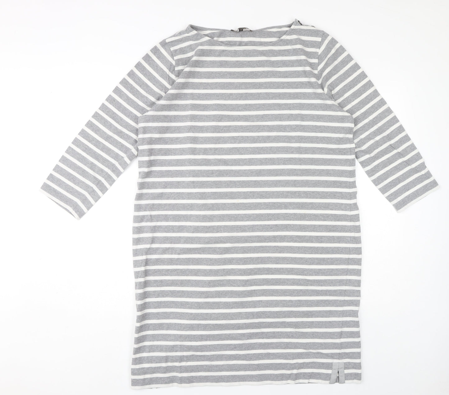 Jaeger Women's Grey Striped Boat Neck Dress, XL