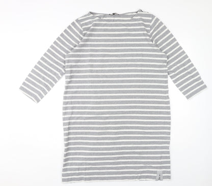 Jaeger Women's Grey Striped Boat Neck Dress, XL