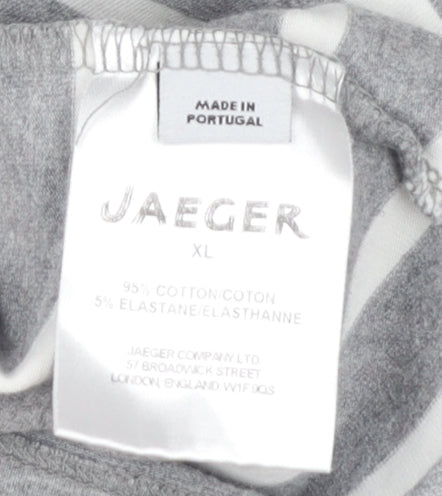 Jaeger Women's Grey Striped Boat Neck Dress, XL