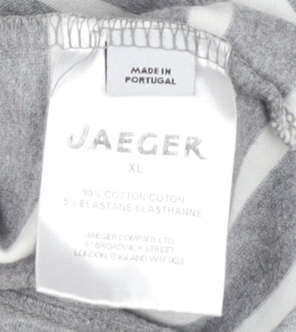 Jaeger Women's Grey Striped Boat Neck Dress, XL