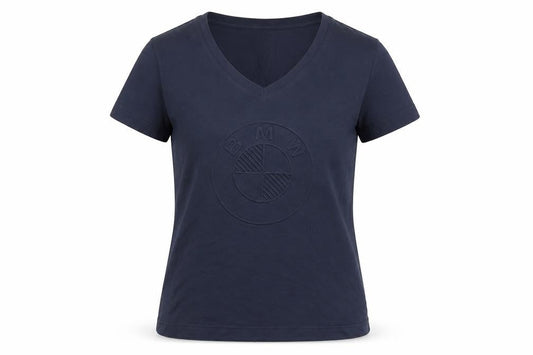 Front view of Bonmarché W unisex blue v-neck t-shirt - large, casual style