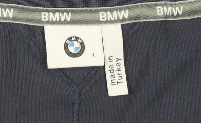 BMW Unisex Blue V-Neck T-Shirt - Large, Casual Style