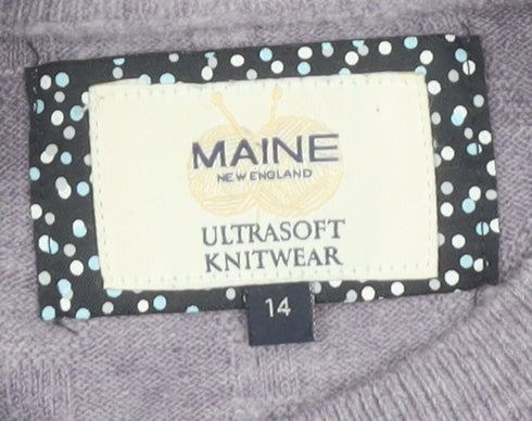 Womens UK Size 14 Maine New England Purple Pullover Jumper