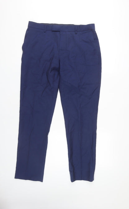 Mens UK Size 32W 30L Charles Tyrwhitt Slim Fit Dress Pants Blue Trousers