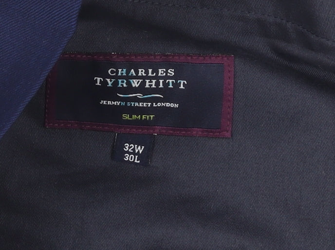 Mens UK Size 32W 30L Charles Tyrwhitt Slim Fit Dress Pants Blue Trousers