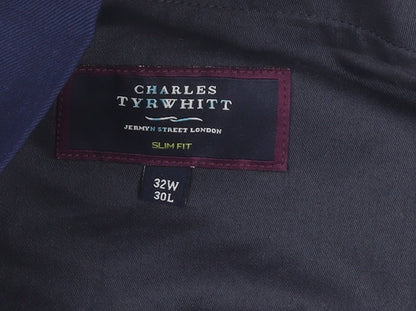 Mens UK Size 32W 30L Charles Tyrwhitt Slim Fit Dress Pants Blue Trousers