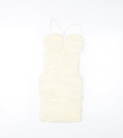 Oh Polly Women's Ivory Bodycon Halter Dress Size 4