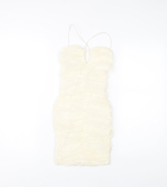 Oh Polly Women's Ivory Bodycon Halter Dress Size 4