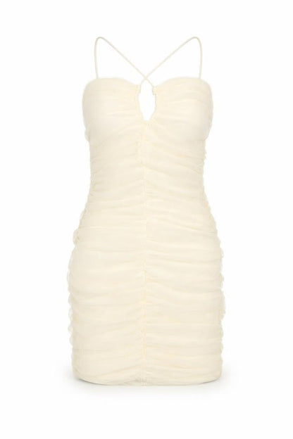 Oh Polly Women's Ivory Bodycon Halter Dress Size 4