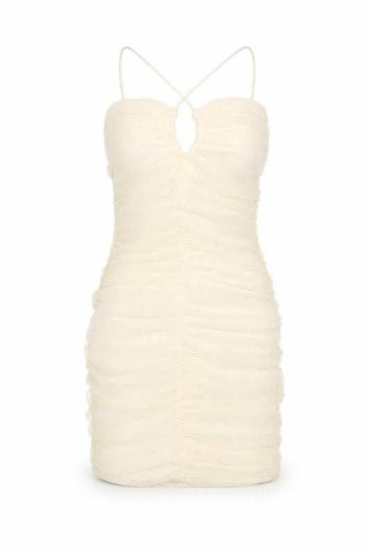 Oh Polly Women's Ivory Bodycon Halter Dress Size 4