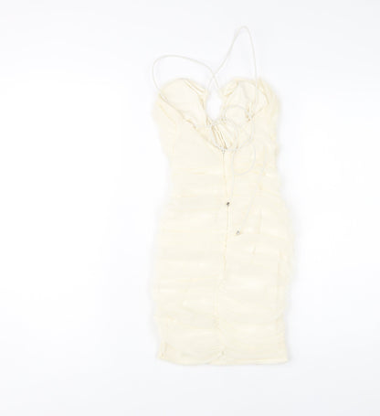 Oh Polly Women's Ivory Bodycon Halter Dress Size 4