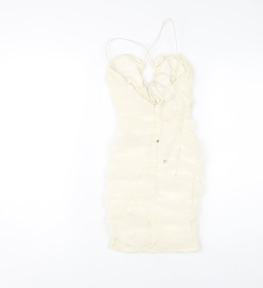 Oh Polly Women's Ivory Bodycon Halter Dress Size 4