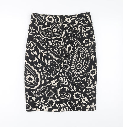 Boden Women's Black Floral Pencil Skirt Size 10