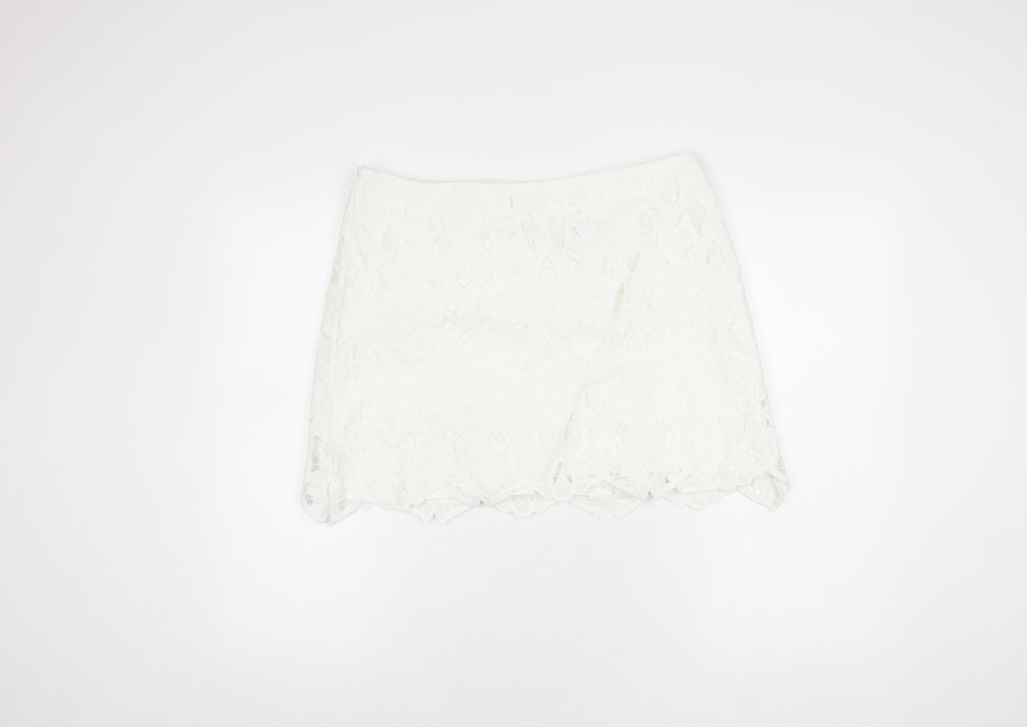 H&M Women's White Lace Short Skirt, Size 20
