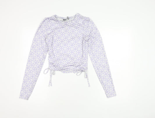 ASOS DESIGN Women's Purple Floral Long Sleeve Top