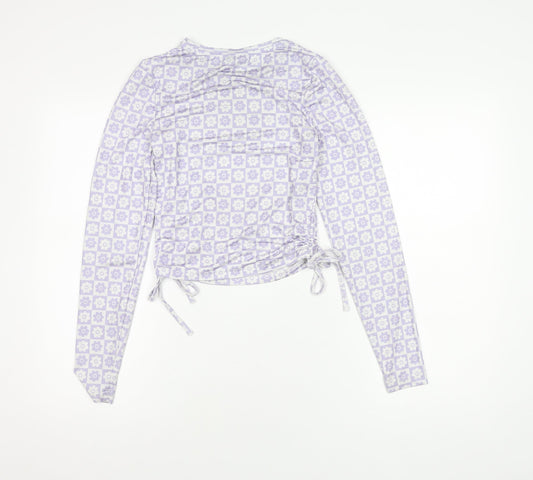 ASOS DESIGN Women's Purple Floral Long Sleeve Top