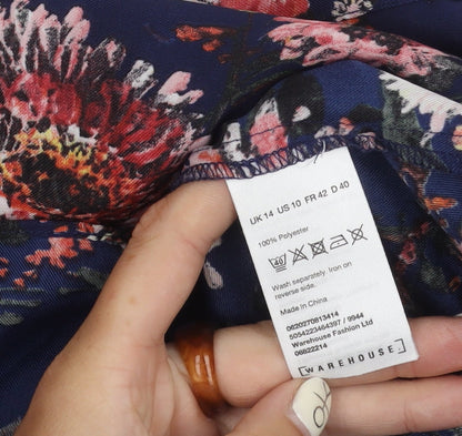 Womens UK Size 14 Warehouse Multicoloured Basic Blouse