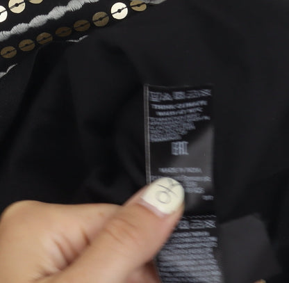 Marks and Spencer Women's Black Sequin Skirt - Size 10