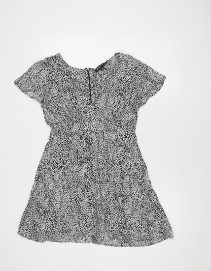 Motel Women's Black White Animal Print Dress S