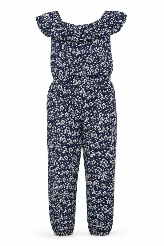 H&M Girls Blue Floral Jumpsuit, Off Shoulder, Size 12