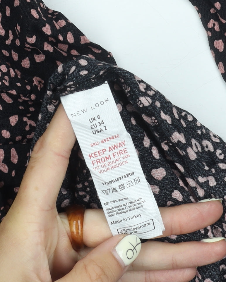 New Look Women's Black Animal Print Dress Size 6