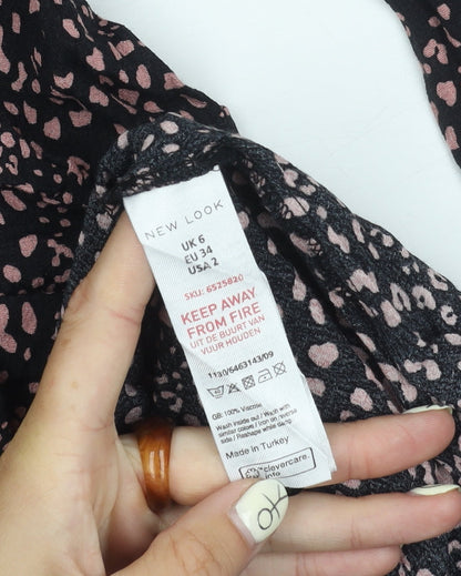 New Look Women's Black Animal Print Dress Size 6
