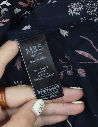 Womens UK Size 6 Marks and Spencer Blue Basic Blouse