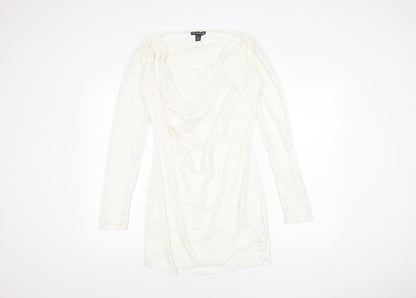 PrettyLittleThing Women's White Size 4 Short Cowl Neck Dress