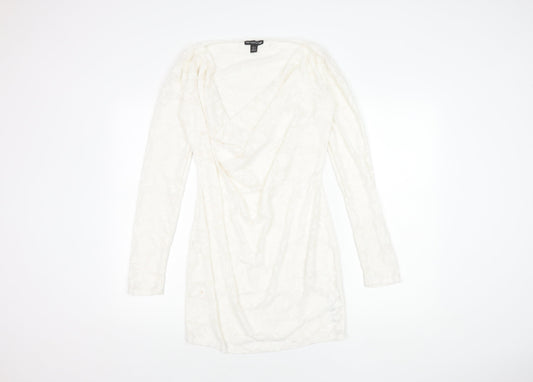 PrettyLittleThing Women's White Size 4 Short Cowl Neck Dress