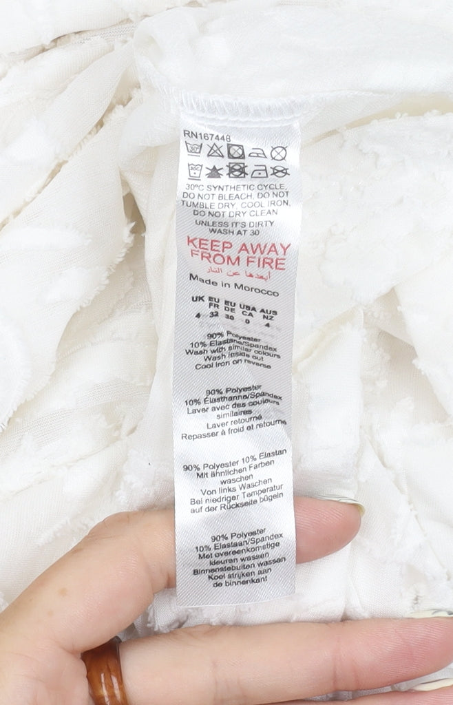 PrettyLittleThing Women's White Size 4 Short Cowl Neck Dress