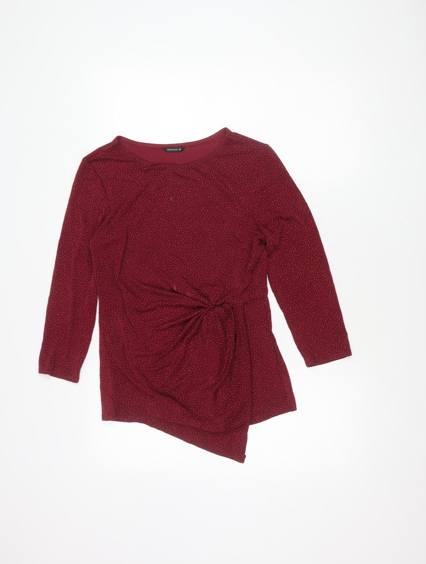 Womens UK Size 10 Roman Red Basic Blouse