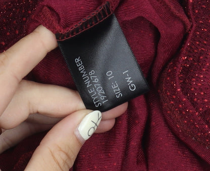 Womens UK Size 10 Roman Red Basic Blouse