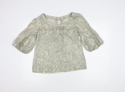Womens UK Size 14 River Island Silver Basic Blouse