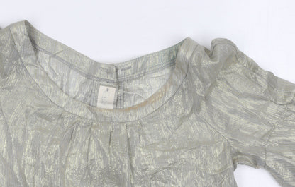 Womens UK Size 14 River Island Silver Basic Blouse