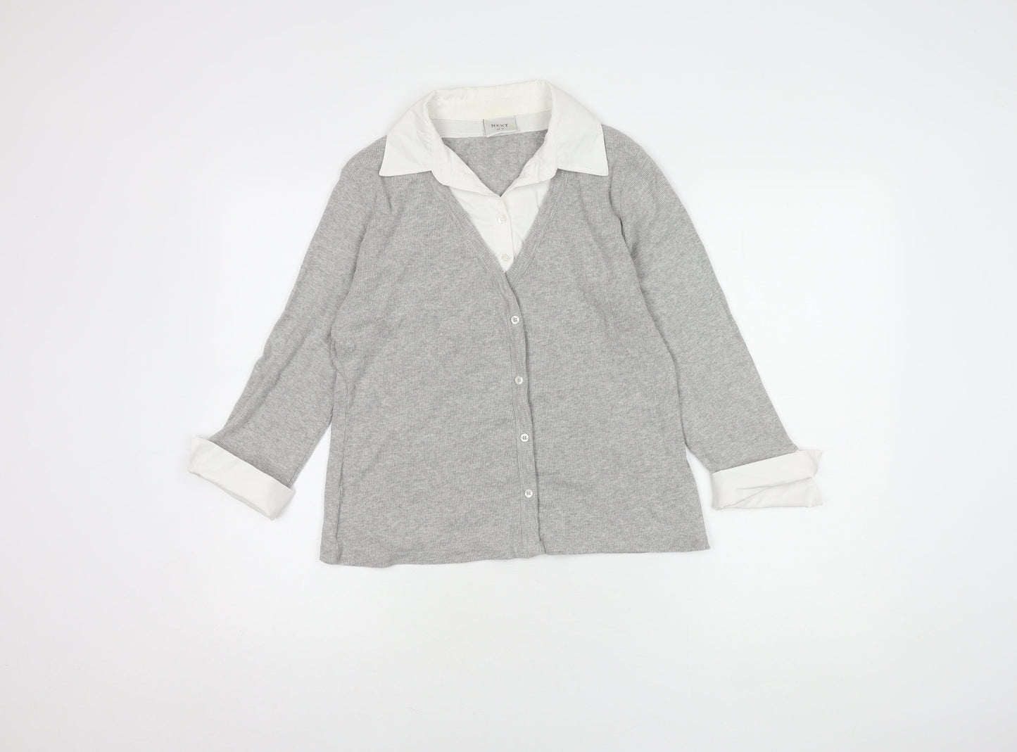 Womens UK Size 12 NEXT Grey  Button-Up