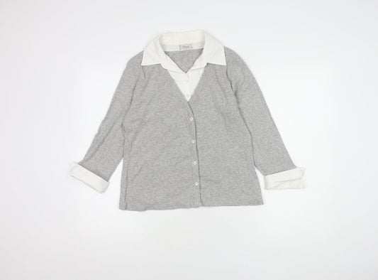 Womens UK Size 12 NEXT Grey  Button-Up