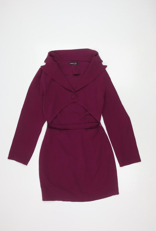 Boohoo Women's Purple Long Sleeve Dress Size 10