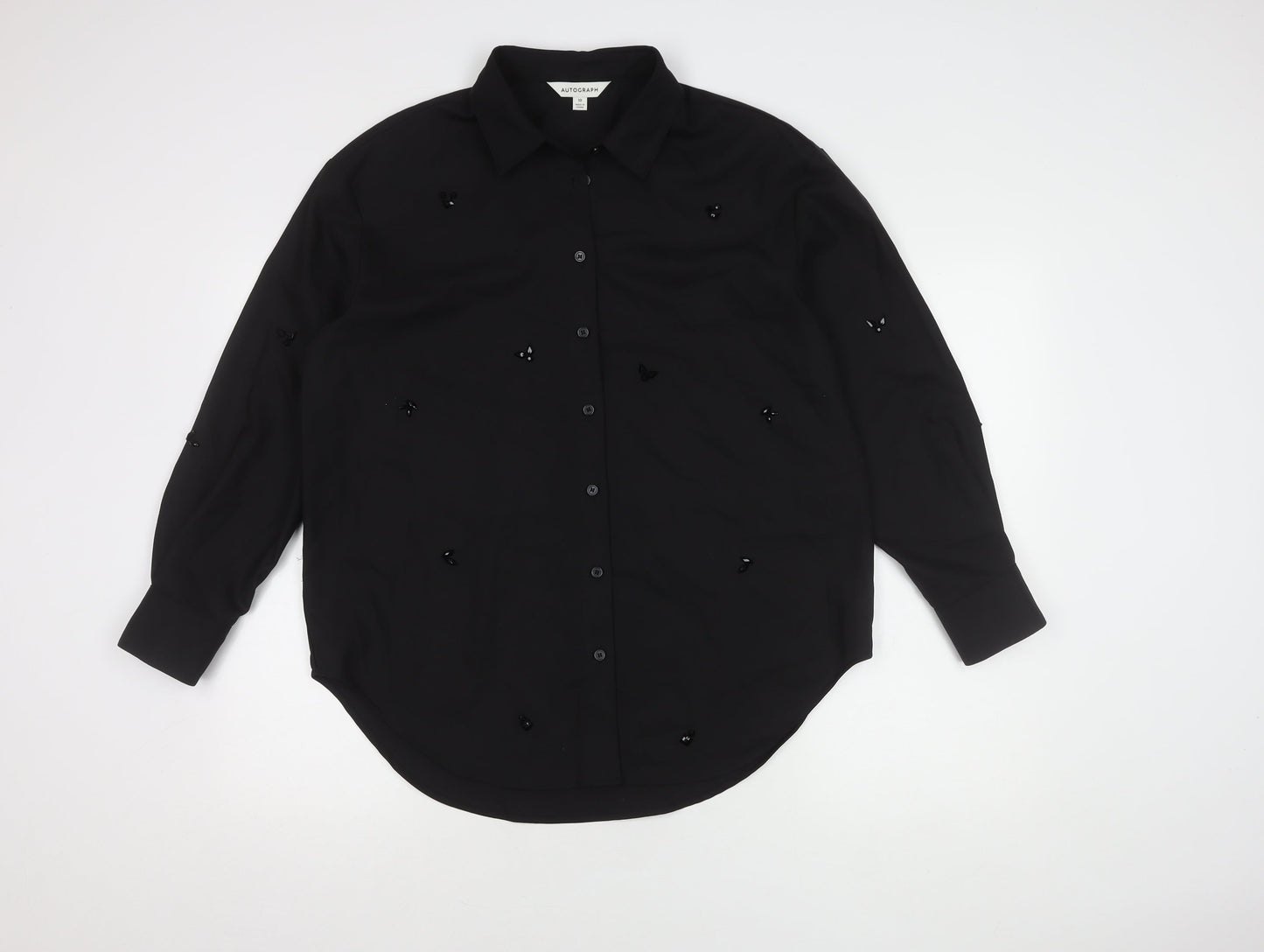 Womens UK Size 10 Marks and Spencer Black  Button-Up