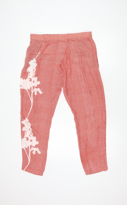 ARA BASIC Women's Red Check Trousers L Elastic Waist