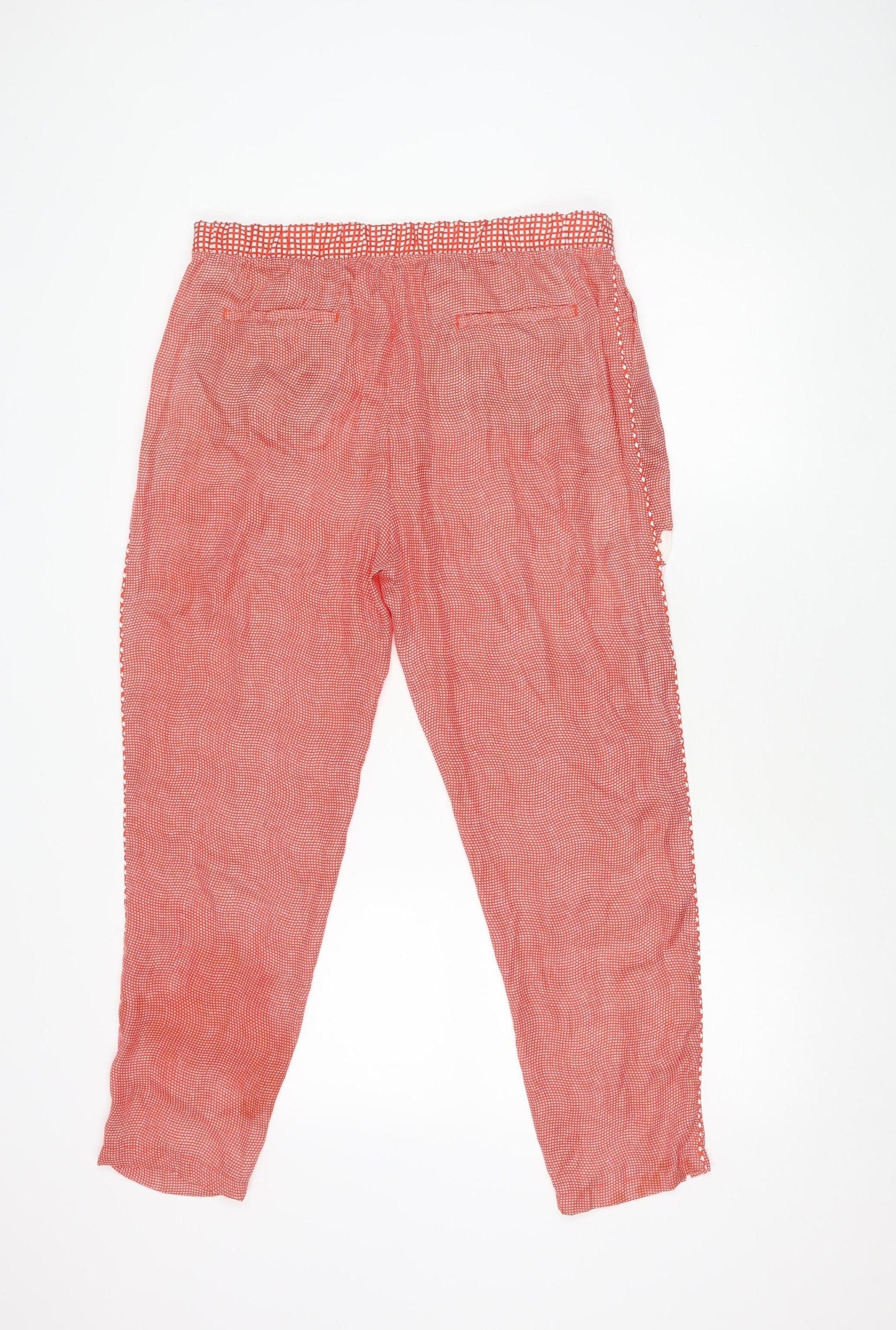 ARA BASIC Women's Red Check Trousers L Elastic Waist