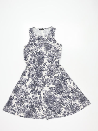 H&M Women's Multicoloured Floral A-Line Dress