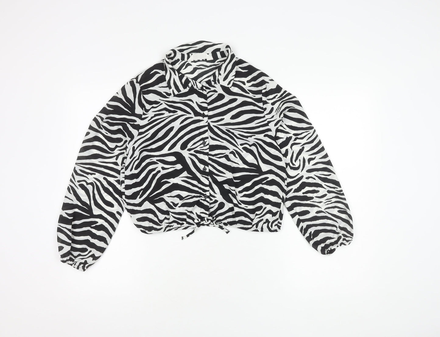 H&M Girls Zebra Print Cropped Blouse, Size 12-13 Years