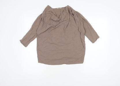 American Vintage Women's Brown Cowl Neck 3/4 Sleeve Top